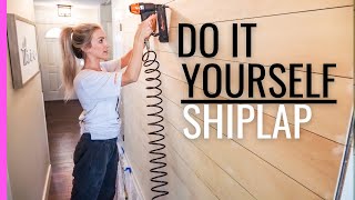 HOW TO SHIPLAP A WALL  ITS EASY amp CHEAP [upl. by Nitnerb]