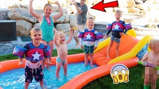 BACKYARD WATER PARK SLIP N SLIDE PARTY [upl. by Anohsal]