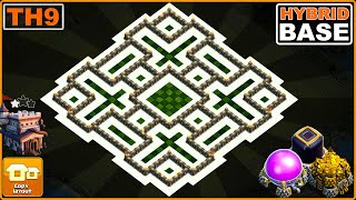 NEW BEST TH9 Base 2023 with COPY LINK  COC Town Hall 9 HybridTrophy Base Design [upl. by Etteuqram]