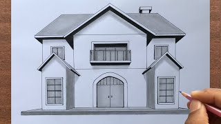 How to Draw a House in 1Point Perspective [upl. by Aihtela923]