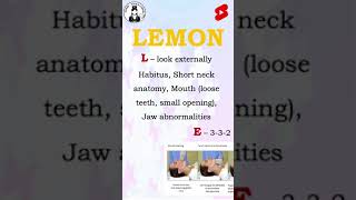 LEMON  Difficult Intubation Mnemonic shorts nursing medico shortvideo [upl. by Marsden]