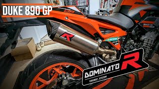 KTM DUKE 890 GP  STOCK vs DOMINATOR EXHAUST [upl. by Veleda]