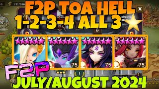 F2P TOA HELL 1 2 3 4 ALL 3⭐ LAIMA ASCHUBEL MOOKWOL MASHA JULY AUGUST 2024 SUMMONERS WAR [upl. by Aiseneg]