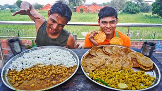 Kadai Masala Makhana Chawal Vs 20x Puri Chola Masala Eating Challenge  Man Vs Food Challenge [upl. by Kenney541]