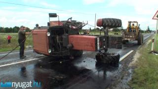 Traktor vs Toyota crash  Karambolban borult fel a traktor Szemenyénél a 8as főúton [upl. by Greene617]