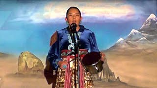 Navajo Girl Playing the drum and singing Navajo Blessing song [upl. by Sixela793]