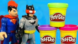 Play Doh Costume Party with Batman and Superman KidCity [upl. by Sixele372]