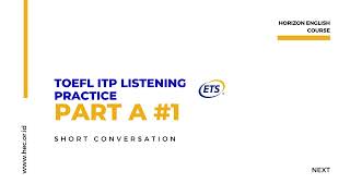 TOEFL ITP I LISTENING PRACTICE PART A 1 I Real Practice Test [upl. by Drhacir]