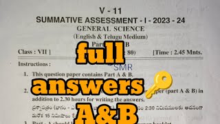 7th class sa1 general science question paper and answers key bit paper answers key new syllabus [upl. by Noyar]