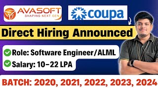 Direct Hiring  Salary 1022 LPA  Avasoft Coupa Hiring  Off Campus 2020 2021 2022 2023 2024 [upl. by Qiratla]