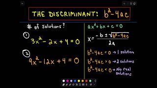 Using the Discriminant for Quadratic Equations [upl. by Llertniuq]