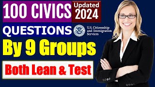 Learn and Test 100 Civics Questions by Groups for US Citizenship Interview 2024 [upl. by Attenborough]