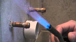 How to sweat cutoff valves and copper lines [upl. by Burrton]