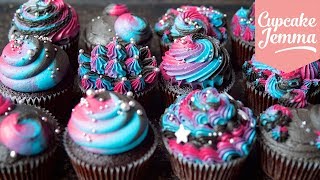 Piped Buttercream GALAXY Cupcake  Full Tutorial amp HowTo  Cupcake Jemma [upl. by Ilam]