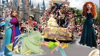 Disney Princess Party Parade Festival of Fantasy Belle Elsa Anna Tiana Rapunzel Tinker Bell Ariel [upl. by Thia]