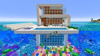 MODERN WATER HOUSE BUILD CHALLENGE in Minecraft [upl. by Rianna]