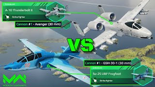 A10 Thunderbolt II VS Su25 UBP Frogfoot  Tier 2 Strike Fighter Comparison  Modern Warships [upl. by Lleinnad]