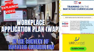 Workplace Application Plan in the Context of the MATATAG Curriculum [upl. by Atsocal]