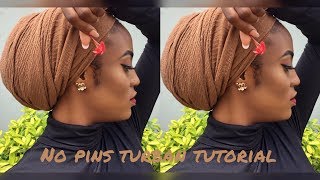 EASY TURBAN TUTORIAL  NO PINS [upl. by Kolodgie]