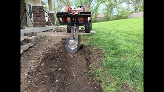 Digging a retaining wall trench with Quick Spade B2601 and Laser Level [upl. by Assirahs722]