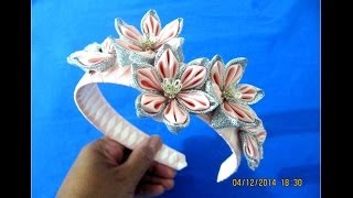 Flores Kanzashi tocados de lujo diademas en cintas para el cabello [upl. by Demetria]