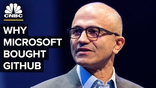 Satya Nadella Talks Microsoft GitHub Acquisition [upl. by Attennyl]