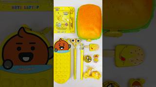 Yellow stationary asmr🥰Pen Sharpener Eraser Pouch Lunchbox Diary asmr [upl. by Atilrak]