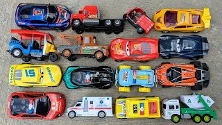 Searching for Collecting Super Plastic Toys  Ambulance Disney Car Police Jeep Lamborghini Car [upl. by Ossie]