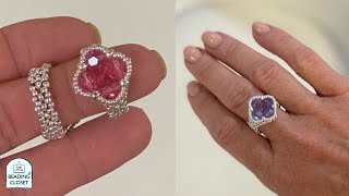 Beading Tutorial for a Beaded Ring in 3 easy steps using Preciosa Crystals  The Clever Clover [upl. by Rachele683]