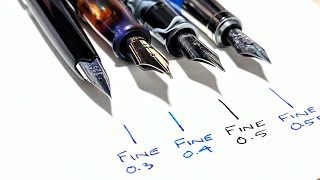 Nib Width Comparison with 47 Pens From Extra Fine To 11mm Stub [upl. by Eimaj]