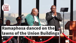 President Ramaphosa celebrates and dances at the Union Building lawns [upl. by Ruttger643]