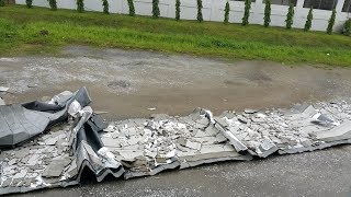 Roof blown away at Kelana Jaya LRT station [upl. by Ardnas]