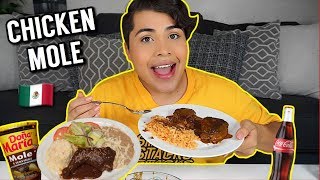 MUKBANG CHICKEN MOLE  RICE ESTILO MEXICANO eating show [upl. by Yadseut]