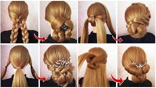 4 Simple Low Bun Hairstyles Step By Step 😍 Perfect Elegant Updo for Ladies [upl. by Muller632]