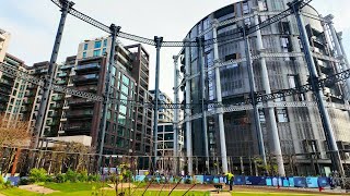 4K Kings Cross  Gasholder Park  Coal Drops Yard  London Walk [upl. by Nagoh]