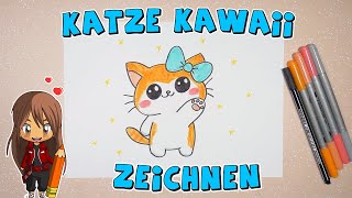 Katze Kawaii einfach malen für Kinder  ab 7 Jahren  Malen mit Evi  deutsch [upl. by Liam]