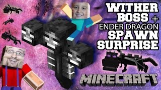 Dad surprises Son w Wither Boss Spawn  MultiEnder Dragon Battle 5 Year Old Face Cam PC [upl. by Denie361]