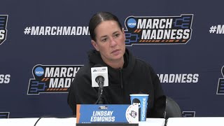 Rice womens basketball coach Lindsay Edmonds previews LSU first round game [upl. by Pearla231]