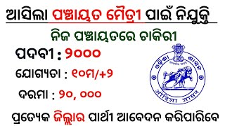 Odisha Panchayat Maitri Recruitment 2024  Panchayat Level Govt Jobs in Odisha  Odisha Jobs 2000 [upl. by Yendyc746]