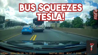 Transit Driver Hits Tesla in Rage  Hit and Run Bad Drivers Brake Check Dashcam Compilation 588 [upl. by Eliza401]