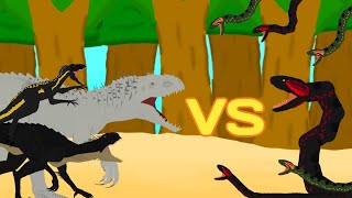 Indominus rexIndoraptor and Scorpius rex vs Anacondas  AUTO RPG Anything [upl. by Anirb977]