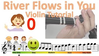 River Flows in You by Yiruma easy version sheet music and easy violin tutorial [upl. by Lilas]