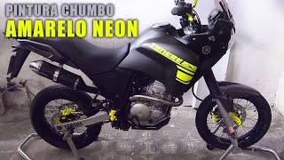 PINTURA AMARELO NEON E CHUMBO NA TENERE 250 MOTARD [upl. by Pickering]