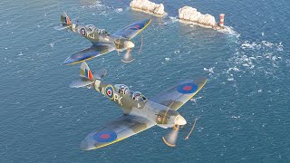 Spitfirescom  Our Spitfire Tr9s Over the Isle of Wight [upl. by Aniad11]