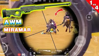 Confronting A Daring Enemy Team  AWM in Miramar PUBG Mobile [upl. by Aryan]