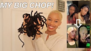 MY BIG CHOP TRANSFORMATION  Cutting off my locs after 3 years  Natural Hair Journey [upl. by Ashbey]