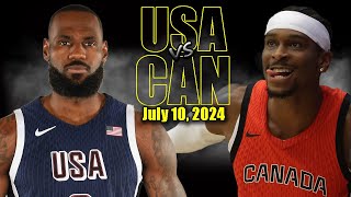 Team USA vs Canada Full Game Highlights  2024 Olympics  July 10 2024 [upl. by Llydnek]