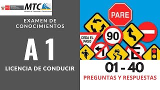 PREGUNTAS Y RESPUESTAS 2024  Examen de Conocimientos para Brevete A1  Touring  MTC 🇵🇪 [upl. by Hamrnand543]