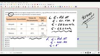 UEPB Uma residência usa alguns equipamentos elétricos cuja potência de cada um e o tempo de [upl. by Ivett]