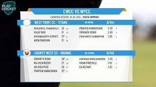 Melbourne Cricket AssociationWestDiv B Rd15County West CC  Orange v West Point CC  Titans [upl. by Kreiker]